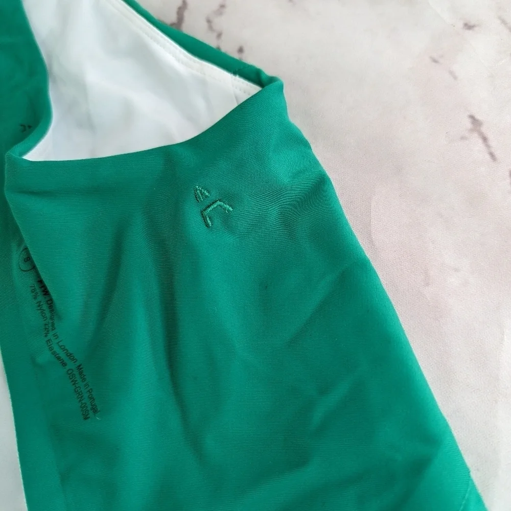 ADAY Swimsuit Women Small For The Win Reversible Green White One Piece High Neck